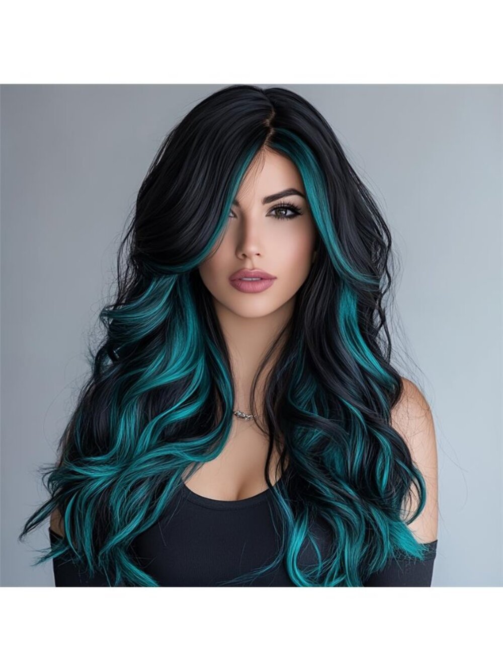 26-inch Black Highlight Curly Ladies Wig-high Temperature Resistant Material Is